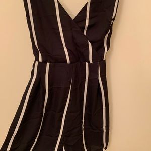 New never worn black & white stripe romper